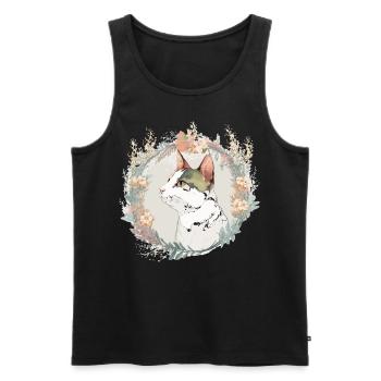 Cute Japanese Bobtail Cat Flower Crown Cats Pet Ki - Männer Premium Bio Tank Top - Schwarz - Vorne - Michal (187cm)
