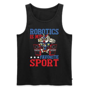 Amateur de robotique ingénieur robot sportif préféré - Débardeur bio Premium Homme - noir - Devant - Michal (187cm)