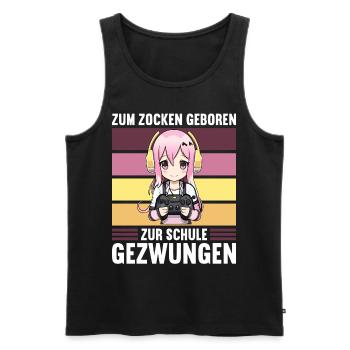 Gaming Konsole PC Zockerin Mädchen Gamer Girl - Männer Premium Bio Tank Top - Schwarz - Vorne - AI Model Male 178 light (178cm)
