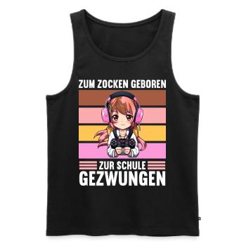 Gaming Konsole PC Zockerin Mädchen Gamer Girl - Männer Premium Bio Tank Top - Schwarz - Vorne - AI Model Male 178 light (178cm)