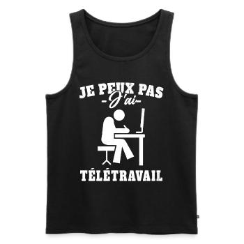 Je Peux Pas J'ai Télétravail Dôle Cadeau - Débardeur bio Premium Homme - noir - Devant - AI Model Male 178 light (178cm)