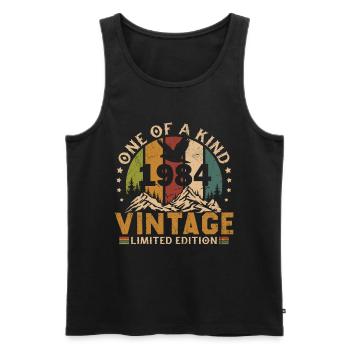 1984 Vintage Original 1984 Geburtstagsgeschenk - Männer Premium Bio Tank Top - Schwarz - Vorne - Michal (187cm)