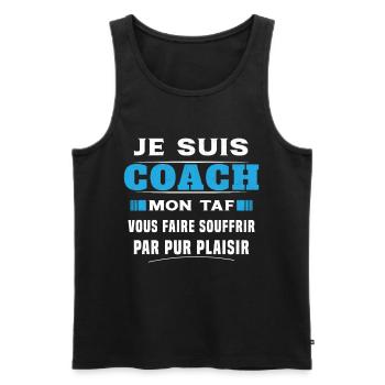 Humour entraîneur cadeau sportif Je suis coach - Débardeur bio Premium Homme - noir - Devant - Michal (187cm)