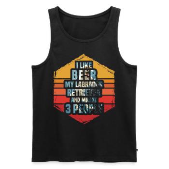 J’aime la bière mon Labrador et peut-être 3 personnes - Débardeur bio Premium Homme - noir - Devant - Michal (187cm)