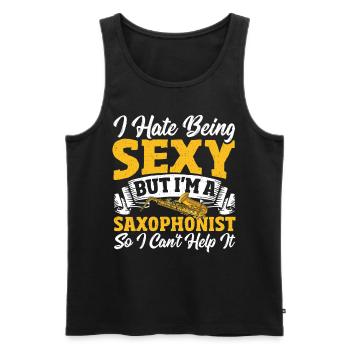 Saxophone Je déteste être sexy, mais je suis - Débardeur bio Premium Homme - noir - Devant - Michal (187cm)