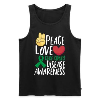 Peace Love Cure Sensibilisation aux maladies rénales Green - Débardeur bio Premium Homme - noir - Devant - Michal (187cm)