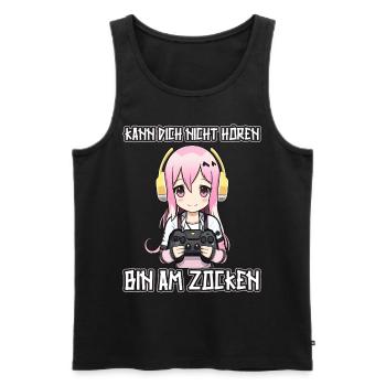 Gaming Konsole PC Zockerin Mädchen Gamer Girl - Männer Premium Bio Tank Top - Schwarz - Vorne - AI Model Male 178 light (178cm)