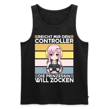 Gaming Konsole PC Zockerin Mädchen Gamer Girl - Männer Premium Bio Tank Top - Schwarz - Vorne - AI Model Male 178 light (178cm)