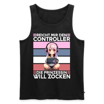 Gaming Konsole PC Zockerin Mädchen Gamer Girl - Männer Premium Bio Tank Top - Schwarz - Vorne - AI Model Male 178 light (178cm)