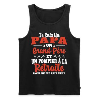Cadeau de retraite drôle pour grand père pompier - Débardeur bio Premium Homme - noir - Devant - Michal (187cm)