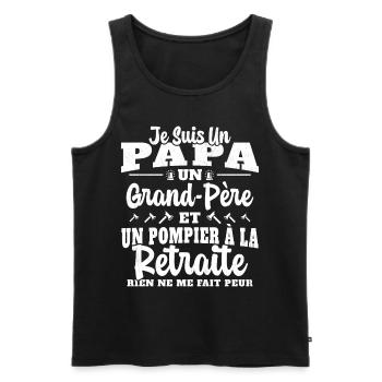Cadeau de retraite drôle pour grand père pompier - Débardeur bio Premium Homme - noir - Devant - Michal (187cm)