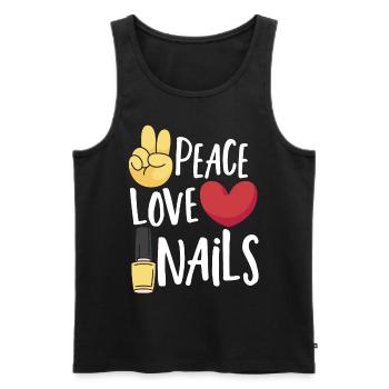 Peace Love Nails Nail Tech Nail Technicien - Débardeur bio Premium Homme - noir - Devant - Michal (187cm)
