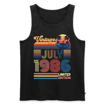 Birthday July 1986. Gift July 1986. - Men's Premium Organic Tank Top - black - Front - Michal (187cm)