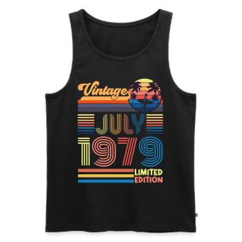 Anniversaire Juillet 1979. Cadeau juillet 1979. - Débardeur bio Premium Homme - noir - Devant - Michal (187cm)