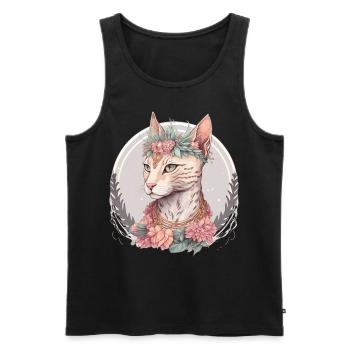 Mignon égyptien Mau Cat Fleur Couronne Chats Chaton Pet Chaton - Débardeur bio Premium Homme - noir - Devant - Michal (187cm)