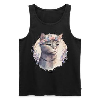 Cute American Shorthair Cat Flower Crown Cats Pet - Men's Premium Organic Tank Top - black - Front - Michal (187cm)