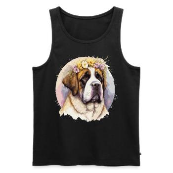 Cute St. Bernard Flower Crown Pet Dog Breed Floral - Men's Premium Organic Tank Top - black - Front - Michal (187cm)