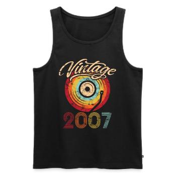 2007 Anniversaire Vinyle Vintage - Débardeur bio Premium Homme - noir - Devant - Michal (187cm)