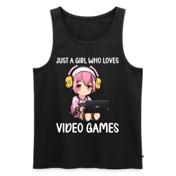 Gaming Konsole PC Zockerin Mädchen Gamer Girl - Männer Premium Bio Tank Top - Schwarz - Vorne - AI Model Male 178 light (178cm)