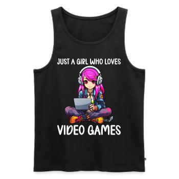 Gaming Konsole PC Zockerin Mädchen Gamer Girl - Männer Premium Bio Tank Top - Schwarz - Vorne - AI Model Male 178 light (178cm)