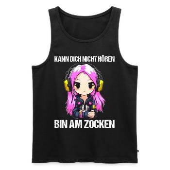 Gaming Konsole PC Zockerin Mädchen Gamer Girl - Männer Premium Bio Tank Top - Schwarz - Vorne - AI Model Male 178 light (178cm)