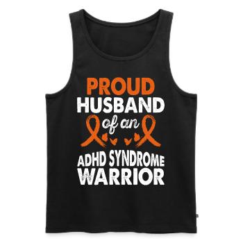 Husband of ADHD Syndrome Warrior Awareness Orange - Men's Premium Organic Tank Top - black - Front - AI Model Male 178 light (178cm)