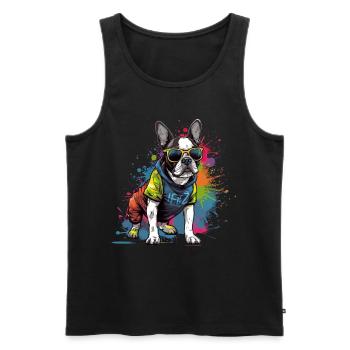 Französische Bulldogge Hund Mops - Männer Premium Bio Tank Top - Schwarz - Vorne - Michal (187cm)