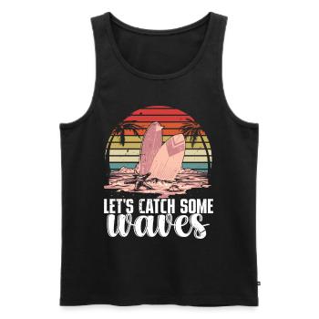 Surfer Retro Surfing Hawaii Shaka Surf Instructor - Men's Premium Organic Tank Top - black - Front - AI Model Male 178 light (178cm)