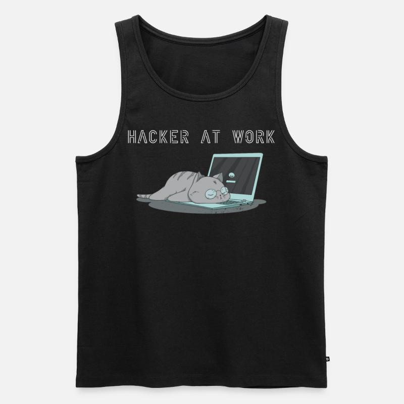 Hacker at work - Männer Premium Bio Tank Top - Schwarz