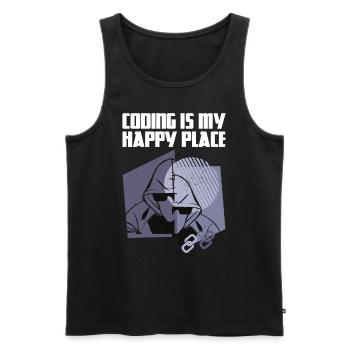 Coding is my happy place - Männer Premium Bio Tank Top - Schwarz - Vorne - Michal (187cm)
