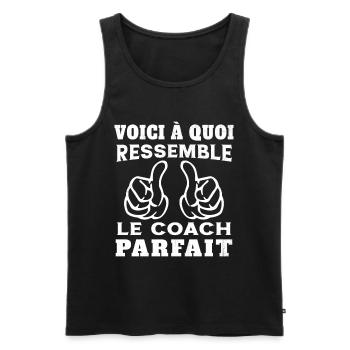 Coach parfait - Humour Cadeau pour coach sportif - Débardeur bio Premium Homme - noir - Devant - AI Model Male 178 light (178cm)