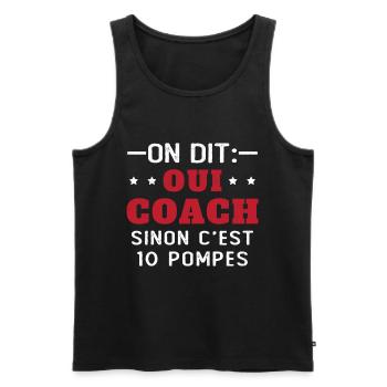 On Dit Oui Coach Humour Coaching Sportif Cadeau - Débardeur bio Premium Homme - noir - Devant - AI Model Male 178 light (178cm)