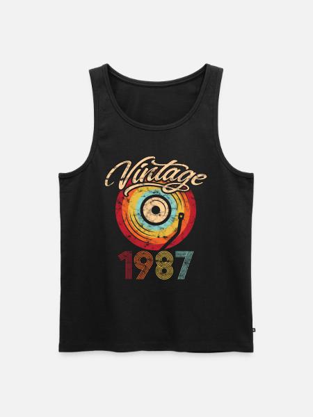 1987 Verjaardag Vinyl Vintage - Mannen Premium Bio Tanktop - zwart