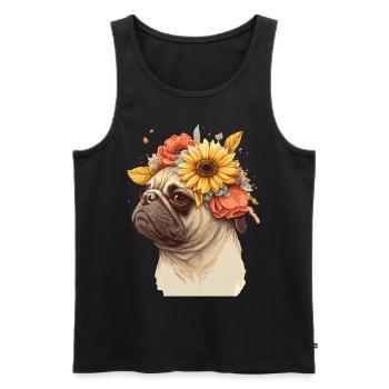Cute Pug Flower Crown Pet Dog Breed Floral Puppy - Männer Premium Bio Tank Top - Schwarz - Vorne - Michal (187cm)