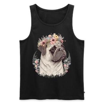 Cute Pug Flower Crown Pet Dog Breed Floral Puppy - Männer Premium Bio Tank Top - Schwarz - Vorne - Michal (187cm)