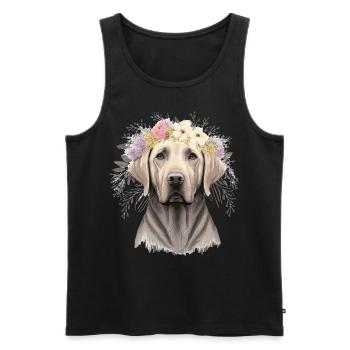 Mignon Labrador Retriever Fleur Couronne Chien de compagnie Flora - Débardeur bio Premium Homme - noir - Devant - Michal (187cm)