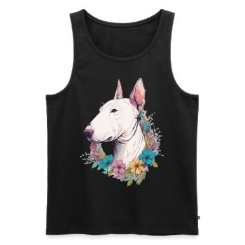 Cute Bull Terrier Flower Crown Pet Dog Breed Flora - Männer Premium Bio Tank Top - Schwarz - Vorne - Michal (187cm)