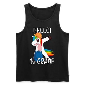 Licorne de l’école élémentaire de première année de 1ère année - Débardeur bio Premium Homme - noir - Devant - Michal (187cm)