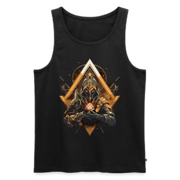 Epic Gamer Guardian mit goldener Energiequelle - Männer Premium Bio Tank Top - Schwarz - Vorne - Michal (187cm)