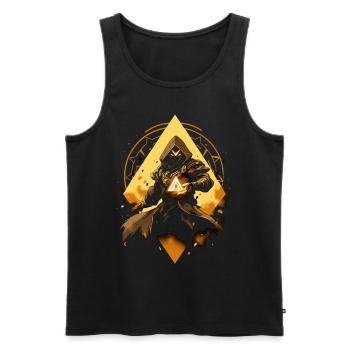Epic Gamer Guardian mit goldener Energiequelle - Männer Premium Bio Tank Top - Schwarz - Vorne - Michal (187cm)