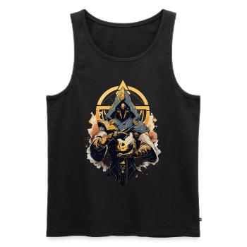 Epic Gamer Guardian mit goldener Energiequelle - Männer Premium Bio Tank Top - Schwarz - Vorne - Michal (187cm)