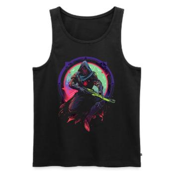 Epic Gamer Guardian mit Umhang springt in die - Männer Premium Bio Tank Top - Schwarz - Vorne - Michal (187cm)