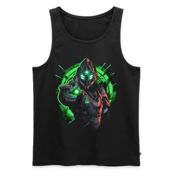 Epic Gamer Guardian mit grünem Licht reicht Hand - Männer Premium Bio Tank Top - Schwarz - Vorne - Michal (187cm)