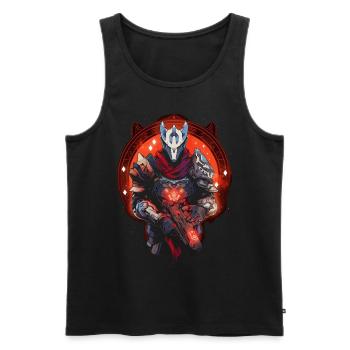Epic Gamer Guardian in front of a red moon circle - Men's Premium Organic Tank Top - black - Front - AI Model Male 178 light (178cm)
