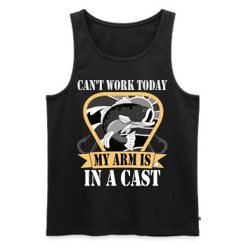 Crazy funny excuse for fishing bass instead of wor - Men's Premium Organic Tank Top - black - Front - AI Model Male 178 light (178cm)