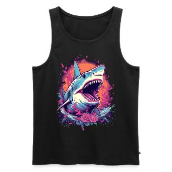 Fleur de requin Oceanographe Plongeur Cadeau - Débardeur bio Premium Homme - noir - Devant - Michal (187cm)