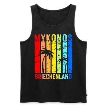 Mykonos Griechenland Insel Urlaub Idee - Männer Premium Bio Tank Top - Schwarz - Vorne - Michal (187cm)