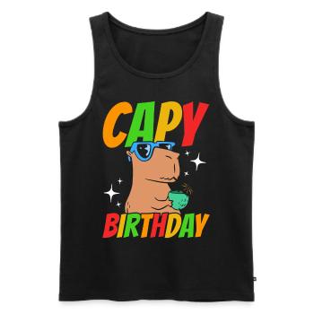Capy Birthday - Men's Premium Organic Tank Top - black - Front - Michal (187cm)