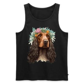 English Cocker Spaniel Flower Crown Dog Breed Flor - Männer Premium Bio Tank Top - Schwarz - Vorne - AI Model Male 178 light (178cm)