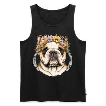 Cute Bulldog Flower Crown Pet Dog Floral Puppy - Männer Premium Bio Tank Top - Schwarz - Vorne - Michal (187cm)